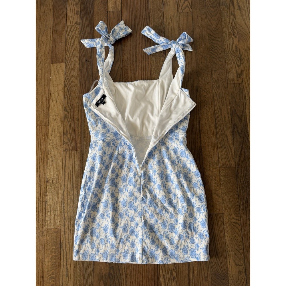 Trixxi Women's White Mini Summer Dresses with Blue Floral Print Size L - Picture 12 of 16